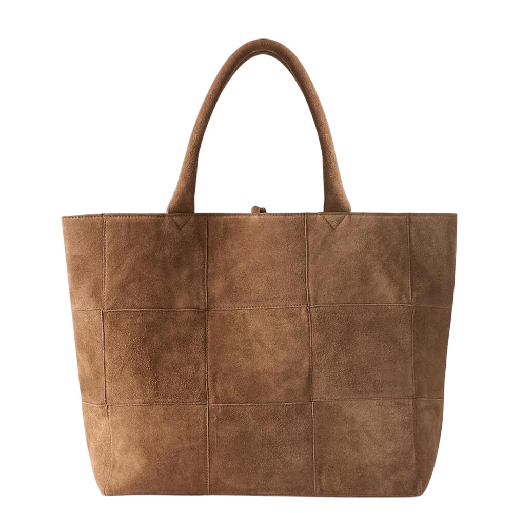 Mint Velvet Mia Tan Suede Woven Tote Bag